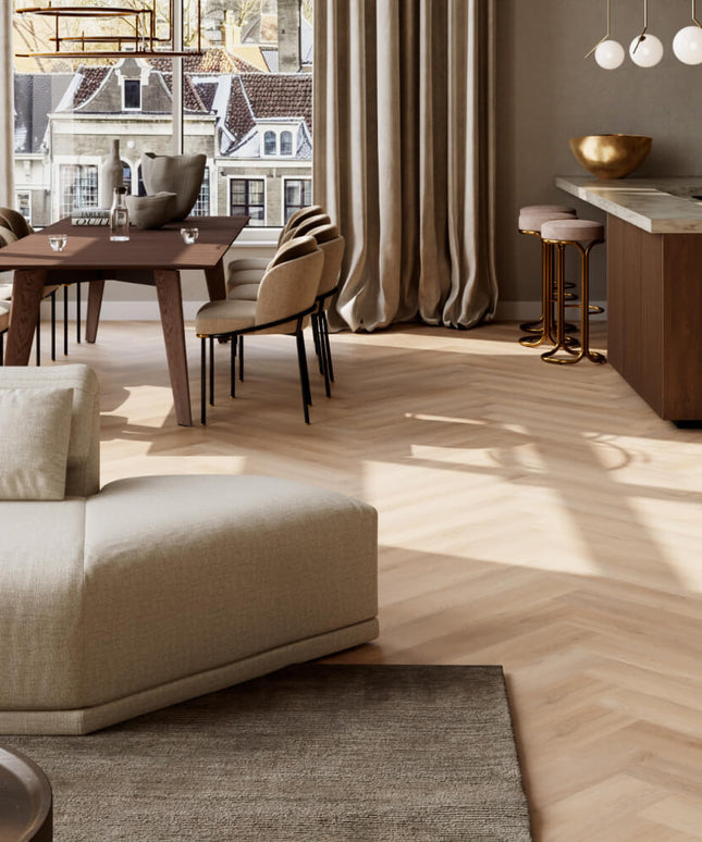Royal Champagne Herringbone (Klik & Plak)